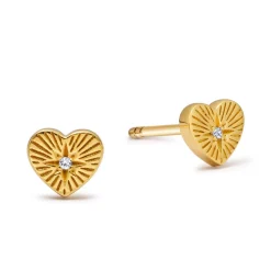 Astley Clarke Biography 18ct Yellow Gold Vermeil White Sapphire Heart Stud Earrings