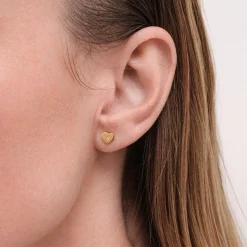 Astley Clarke Biography 18ct Yellow Gold Vermeil White Sapphire Heart Stud Earrings