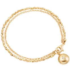 Astley Clarke Biography 18ct Yellow Gold Vermeil White Sapphire Locket Bracelet