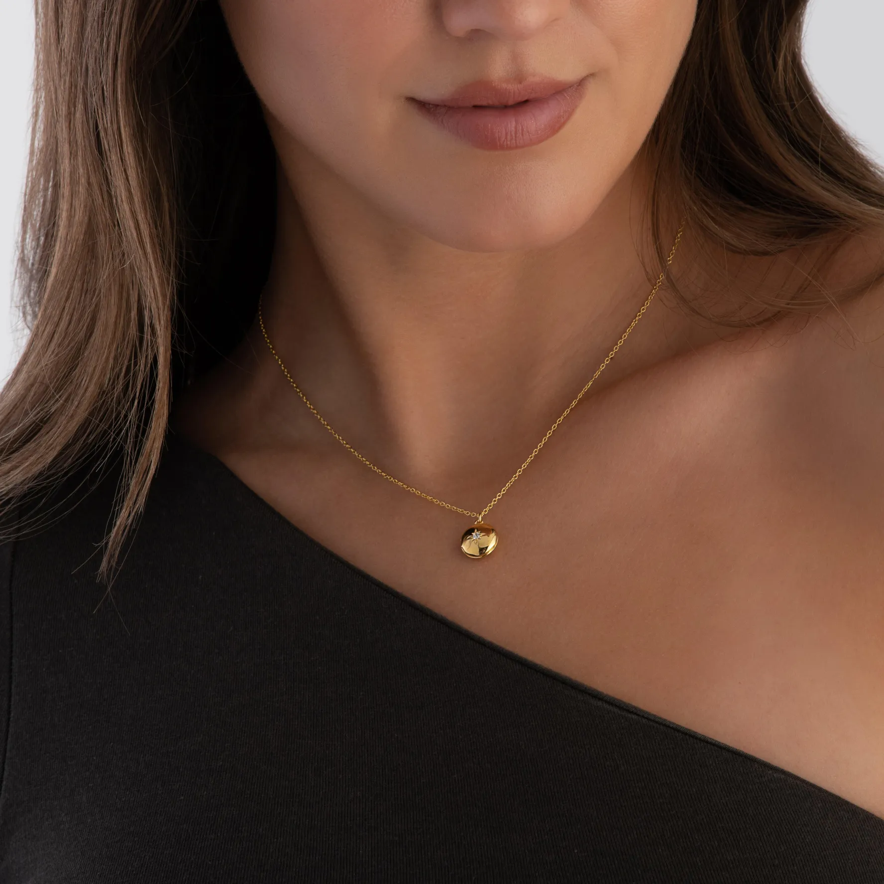 Astley Clarke Biography 18ct Yellow Gold Vermeil White Sapphire Mini Locket