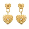 Astley Clarke Biography 18ct Yellow Gold Vermeil White Sapphire Double Heart Drop Stud Earrings
