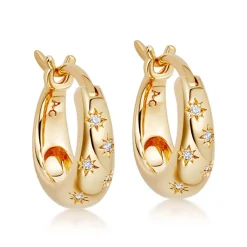 Astley Clarke Celestial 18ct Yellow Gold Vermeil White Sapphire Hoop Earrings