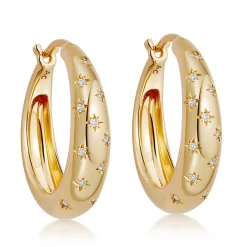 Astley Clarke Celestial 18ct Yellow Gold Vermeil White Sapphire Hoop Earrings