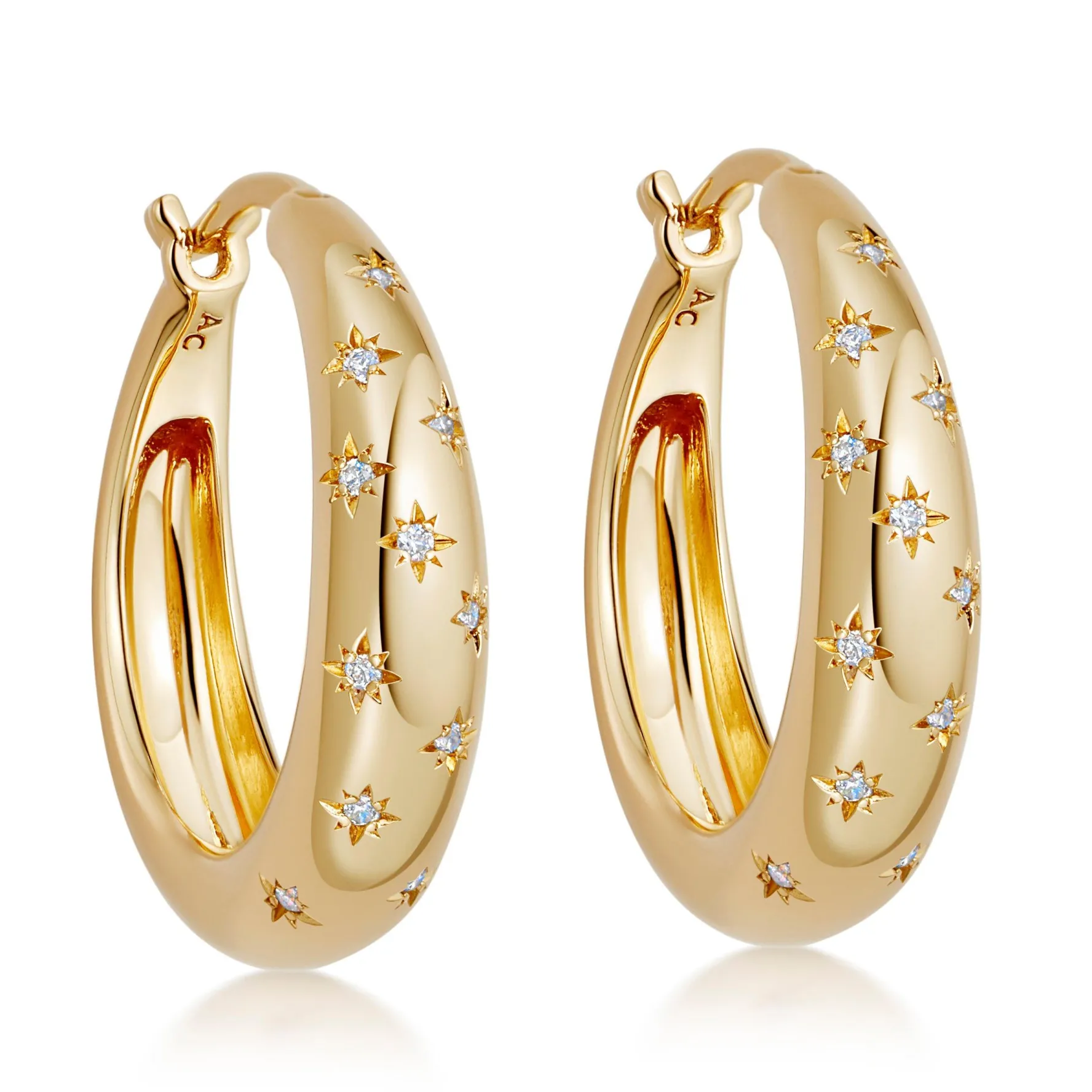 Astley Clarke Celestial 18ct Yellow Gold Vermeil White Sapphire Hoop Earrings