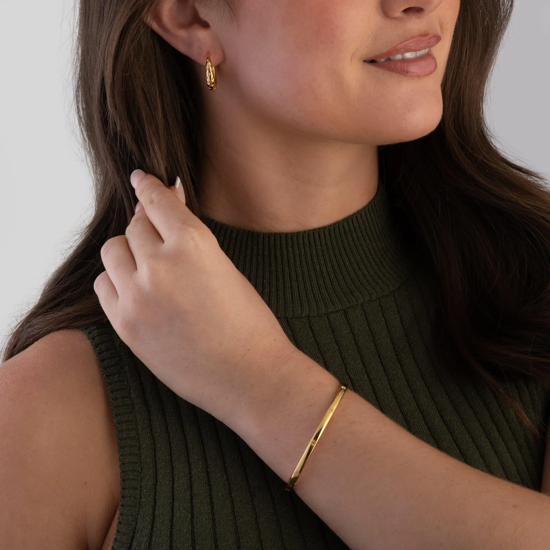 Astley Clarke Celestial 18ct Yellow Gold Vermeil White Sapphire Hoop Earrings