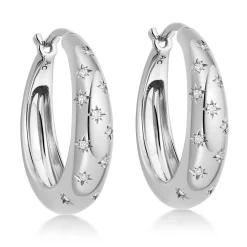 Astley Clarke Celestial Silver White Sapphire Hoop Earrings