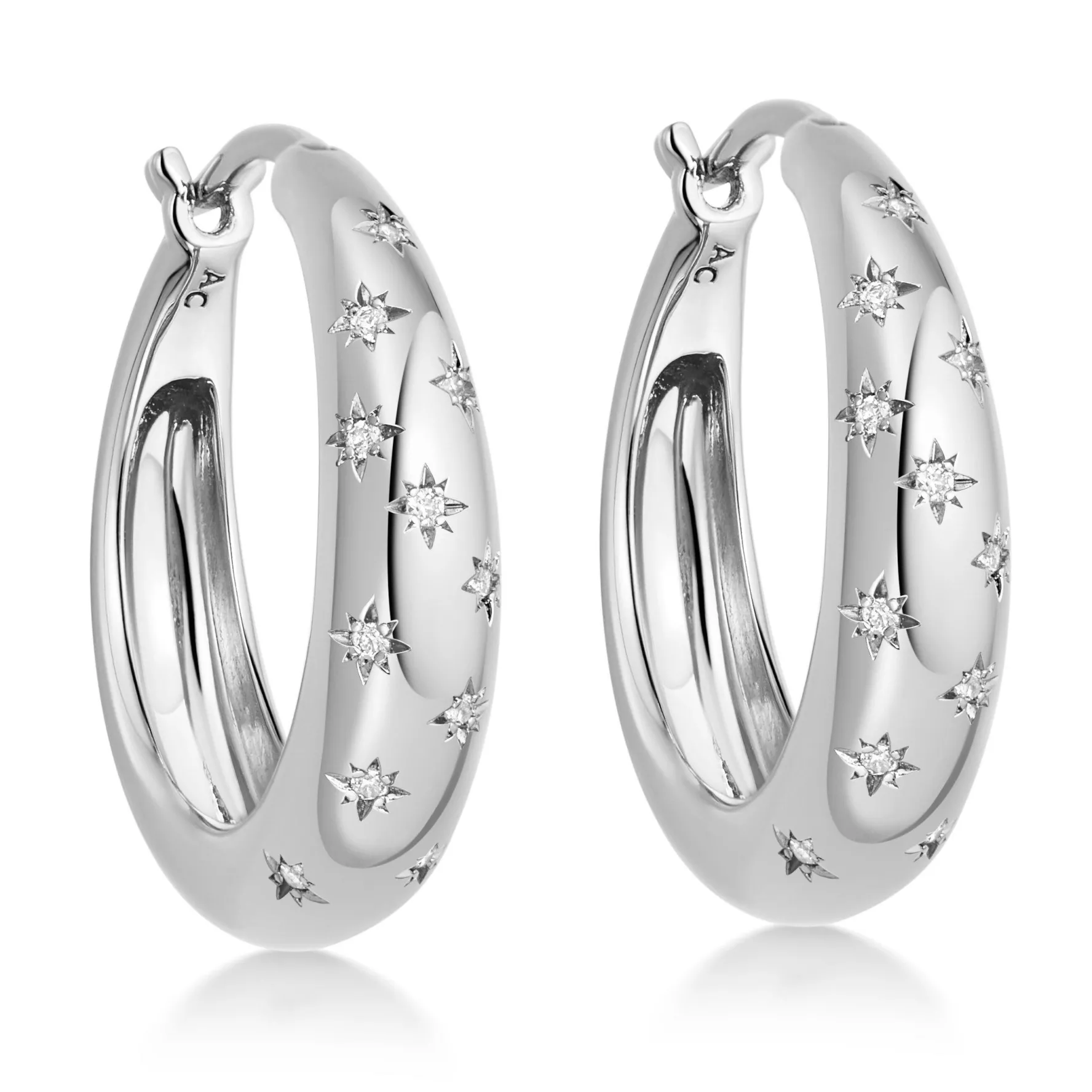 Astley Clarke Celestial Silver White Sapphire Hoop Earrings