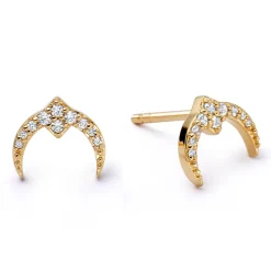Astley Clarke Luna 18ct Yellow Gold Vermeil White Sapphire Stud Earrings
