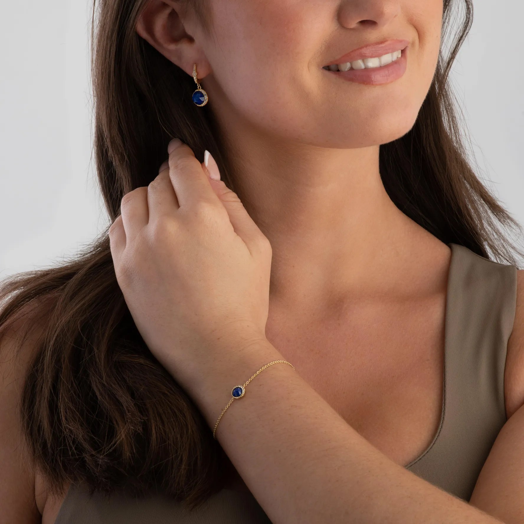 Astley Clarke Luna 18ct Yellow Gold Vermeil Blue Lapis Hoop Earrings