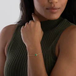 Astley Clarke Luna 18ct Yellow Gold Vermeil Green Chalcedony Bracelet