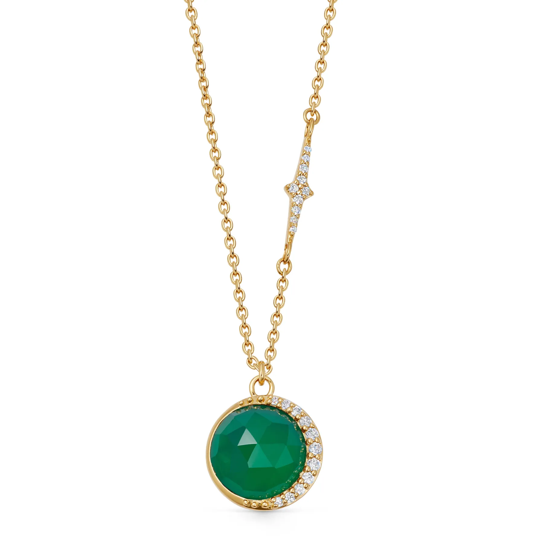 Astley Clarke Luna 18ct Yellow Gold Vermeil Green Chalcedony Pendant