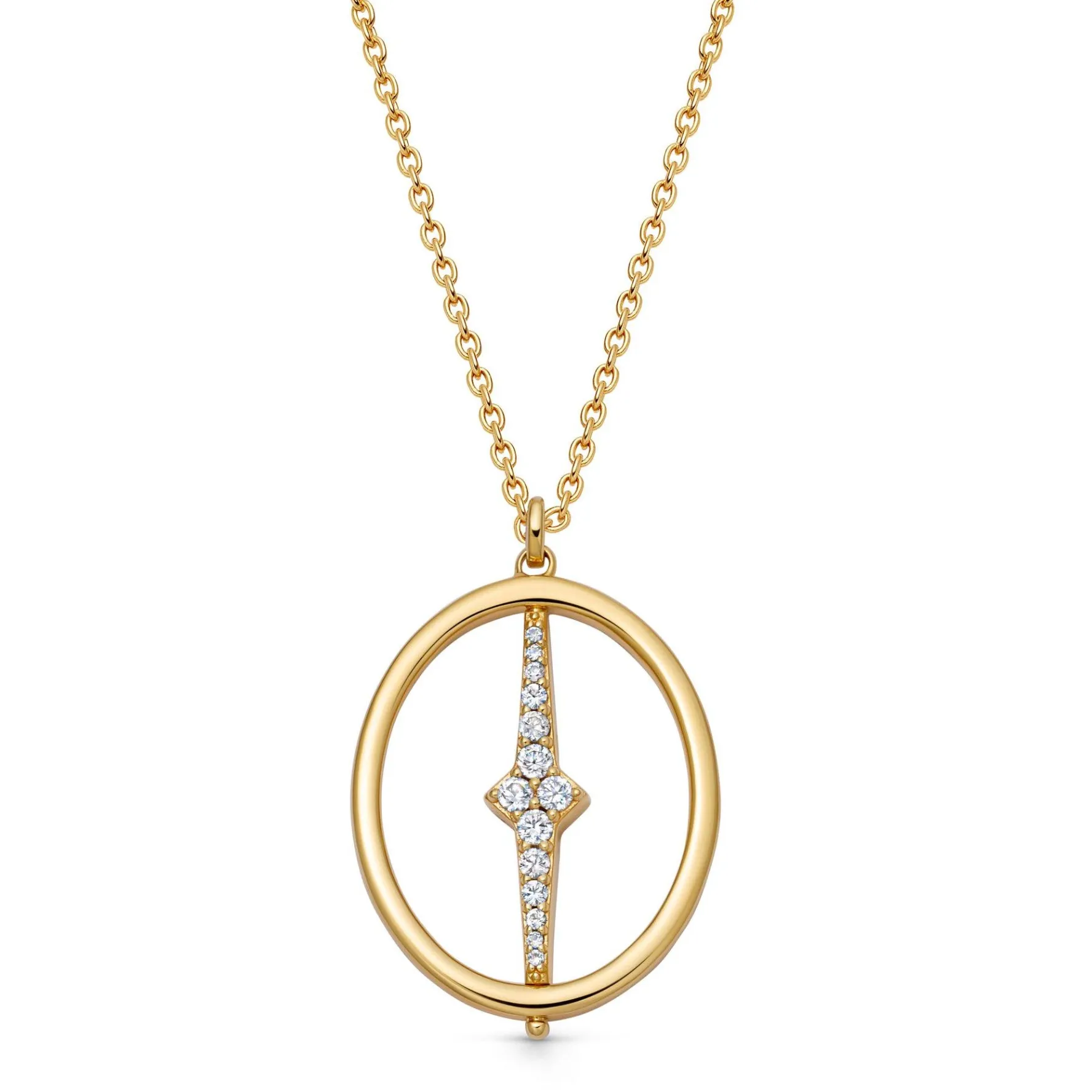 Astley Clarke Luna Light 18ct Yellow Gold Vermeil White Sapphire Spinning Orb Necklace