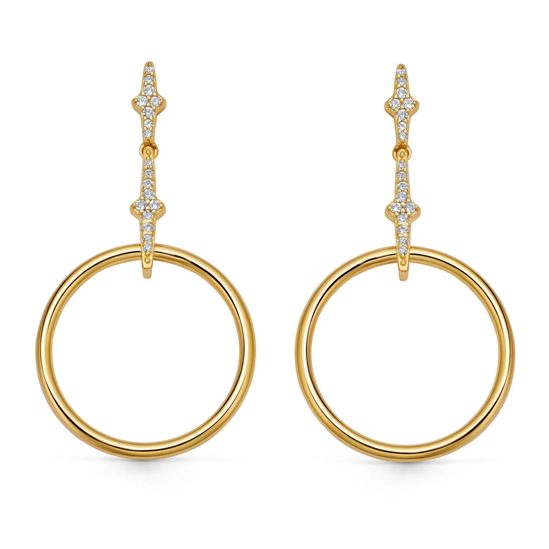 Astley Clarke Luna Light 18ct Yellow Gold Vermeil White Sapphire Hoop Stud Earrings