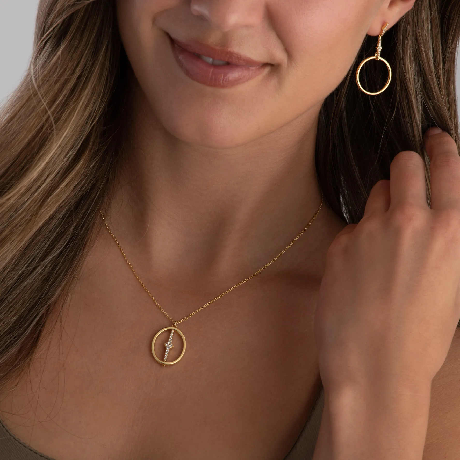 Astley Clarke Luna Light 18ct Yellow Gold Vermeil White Sapphire Hoop Stud Earrings