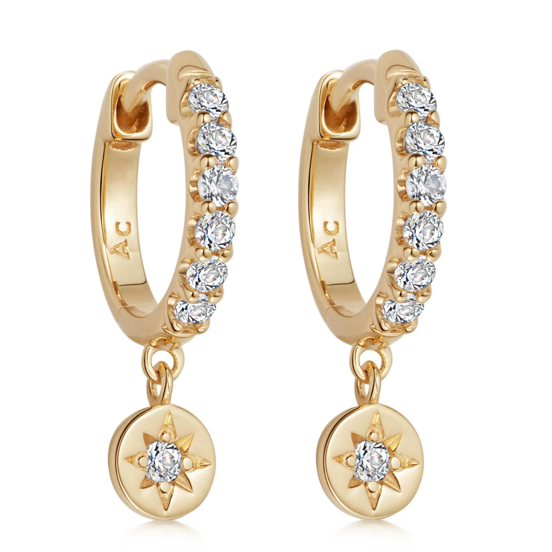 Astley Clarke Polaris 18ct Yellow Gold Vermeil White Sapphire Huggie Earrings