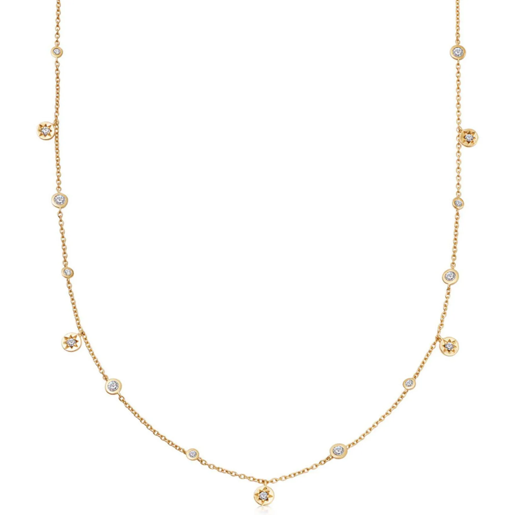 Astley Clarke Polaris North Star 18ct Yellow Gold Vermeil White Sapphire Station Necklace