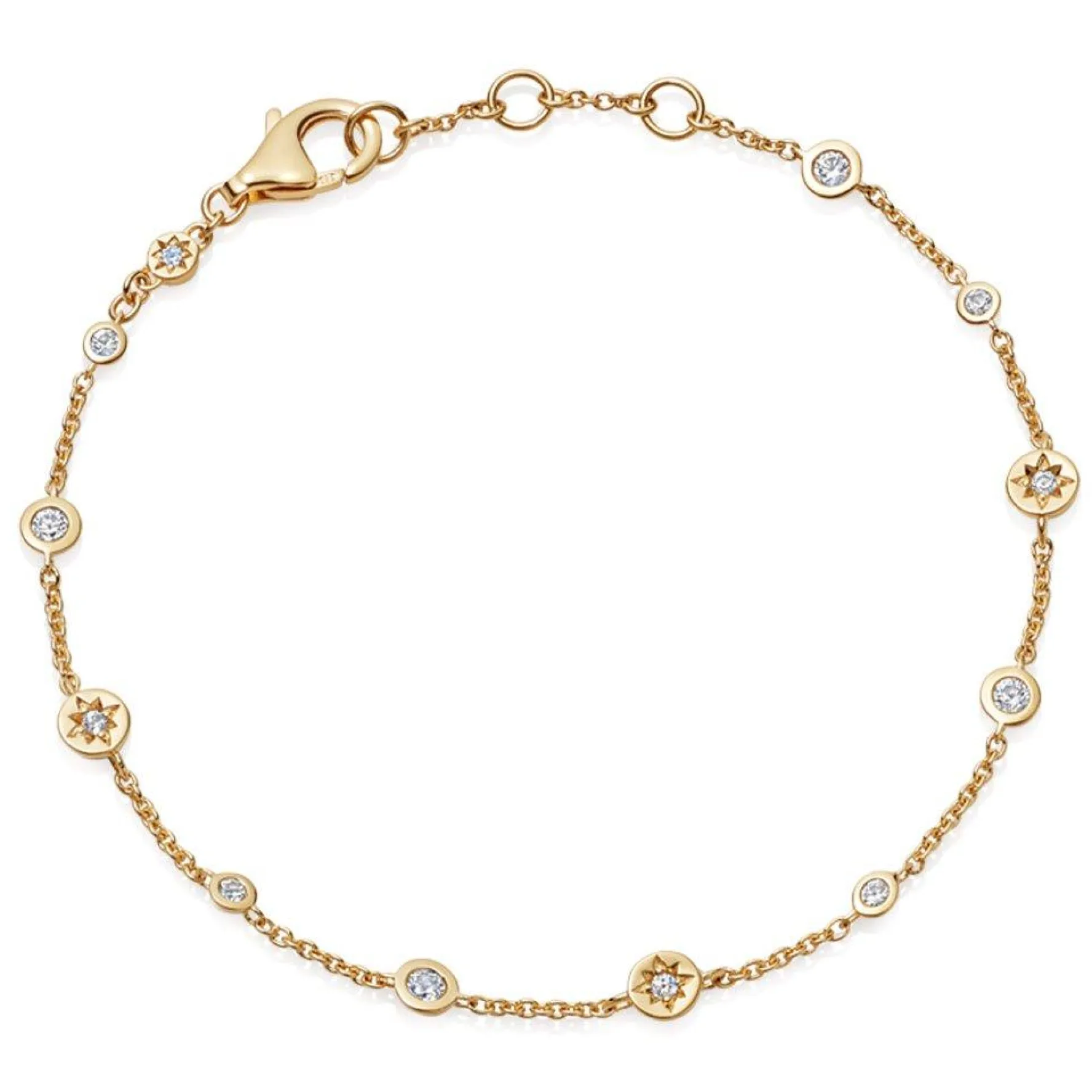 Astley Clarke Polaris North Star 18ct Yellow Gold Vermeil White Sapphire Station Bracelet