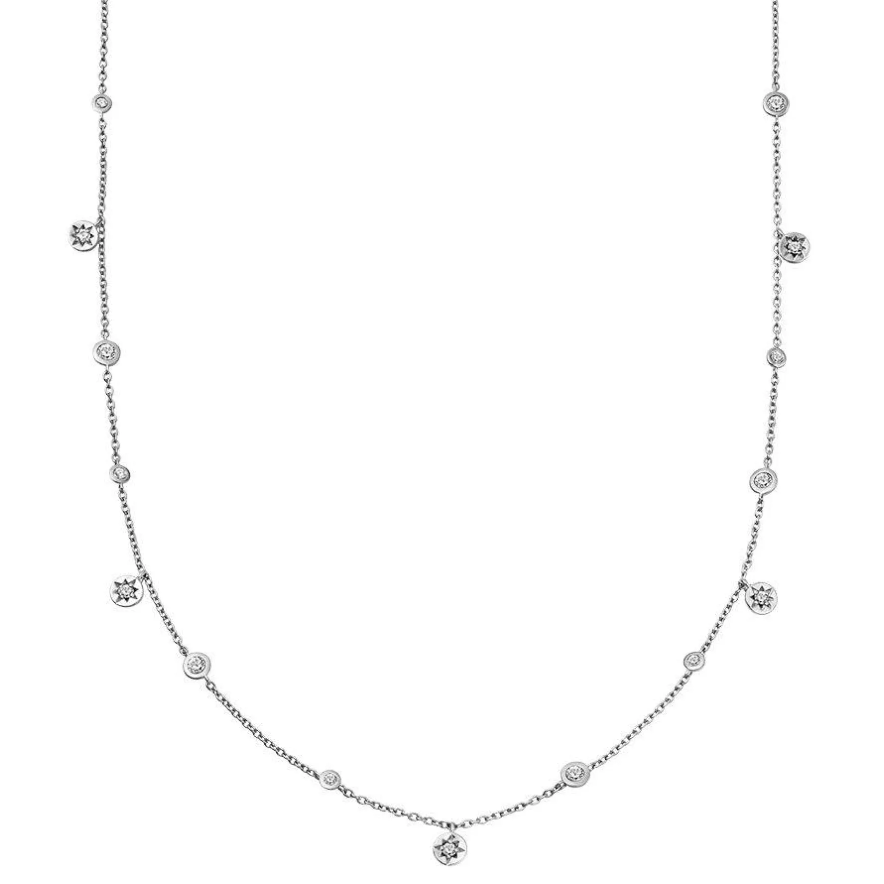 Astley Clarke Polaris North Star Silver White Sapphire Station Necklace