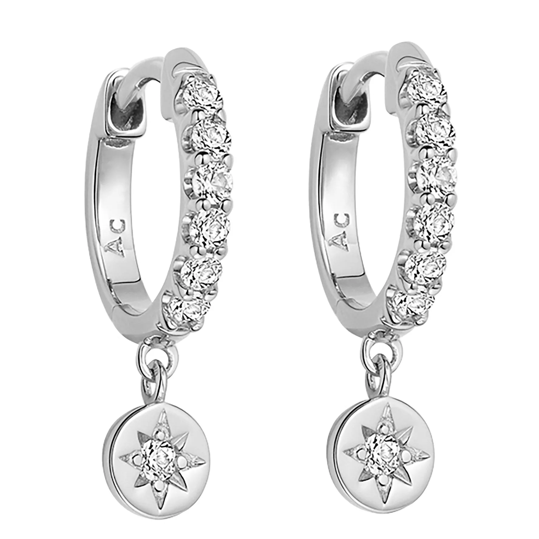 Astley Clarke Polaris Silver White Sapphire Huggie Earrings