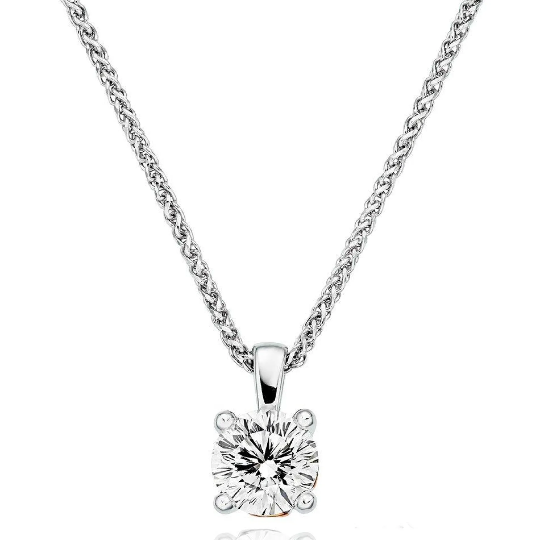Beaverbrooks Beyond Brilliance 18ct White Gold and Rose Gold Diamond Solitaire Pendant