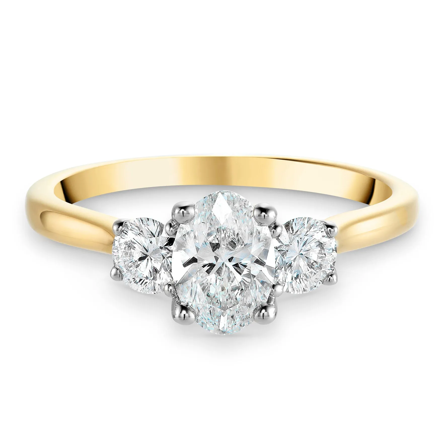 Beaverbrooks Beyond Brilliance 18ct Yellow Gold Oval Shaped Diamond Three Stone Ring