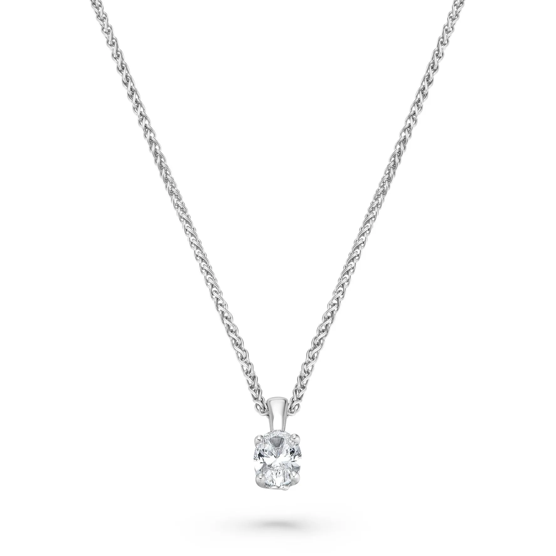 Beaverbrooks Beyond Brilliance 18ct White Gold Diamond Oval Shaped Solitaire Pendant