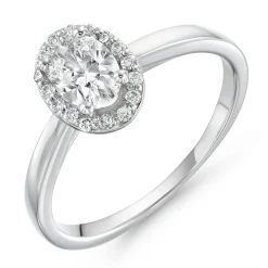 Beaverbrooks Beyond Brilliance 18ct White Gold Diamond Oval Shaped Halo Ring