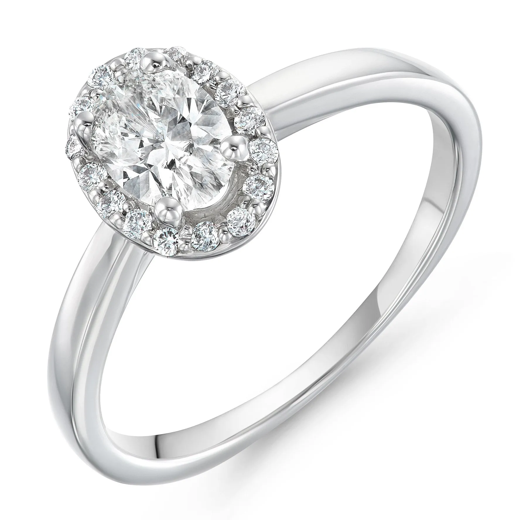 Beaverbrooks Beyond Brilliance 18ct White Gold Diamond Oval Shaped Halo Ring