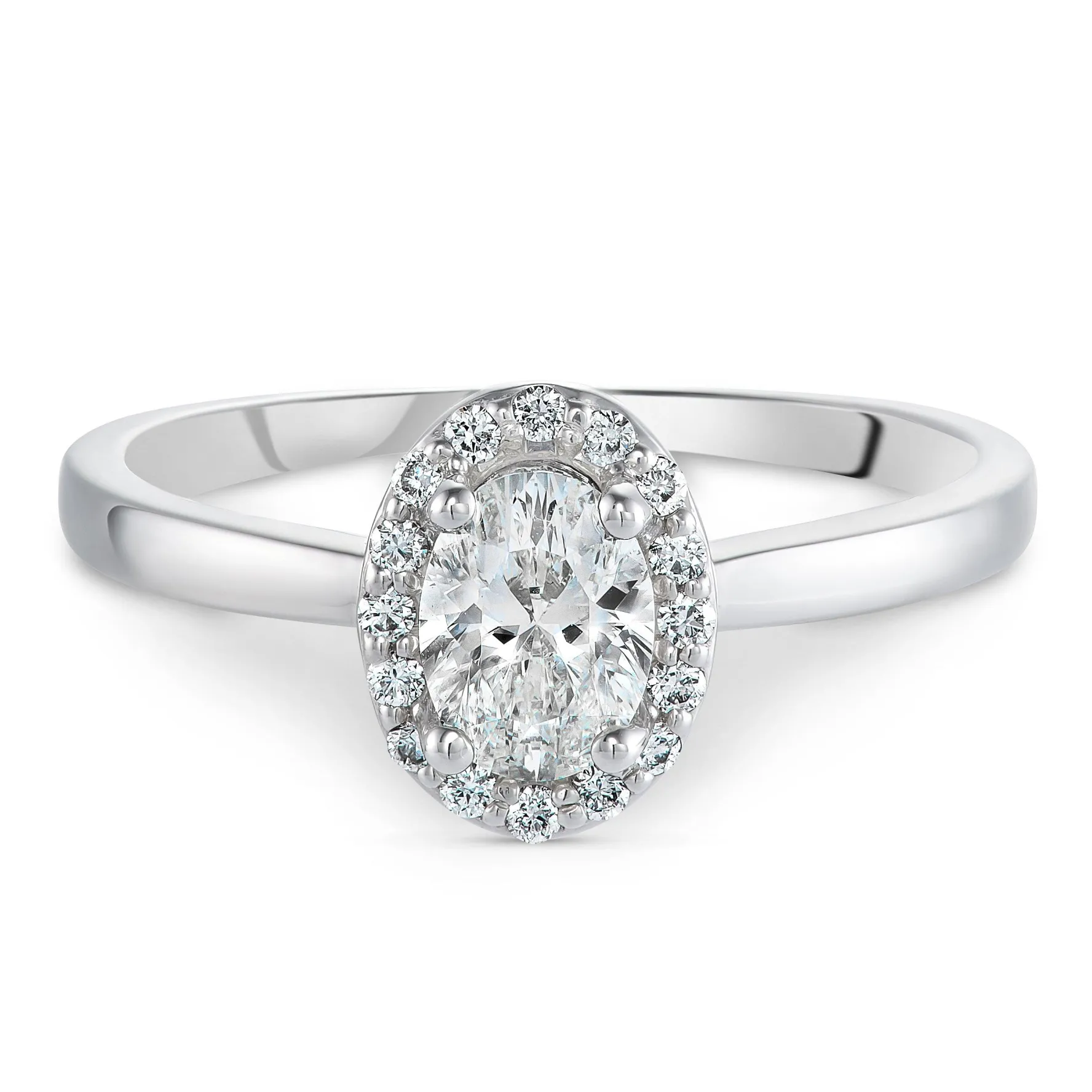 Beaverbrooks Beyond Brilliance 18ct White Gold Diamond Oval Shaped Halo Ring