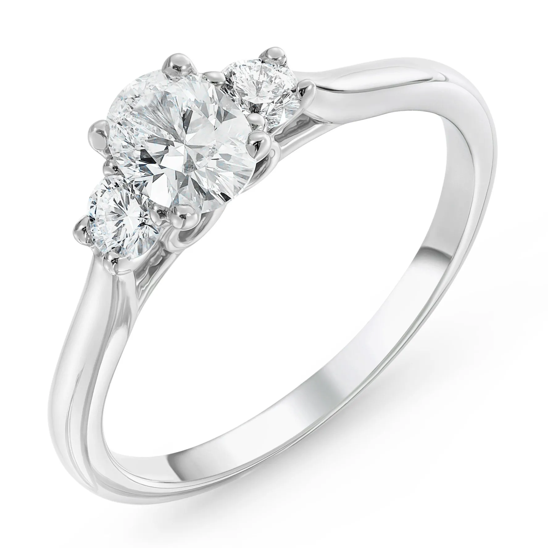 Beaverbrooks Beyond Brilliance 18ct White Gold Oval Shaped Diamond Three Stone Ring
