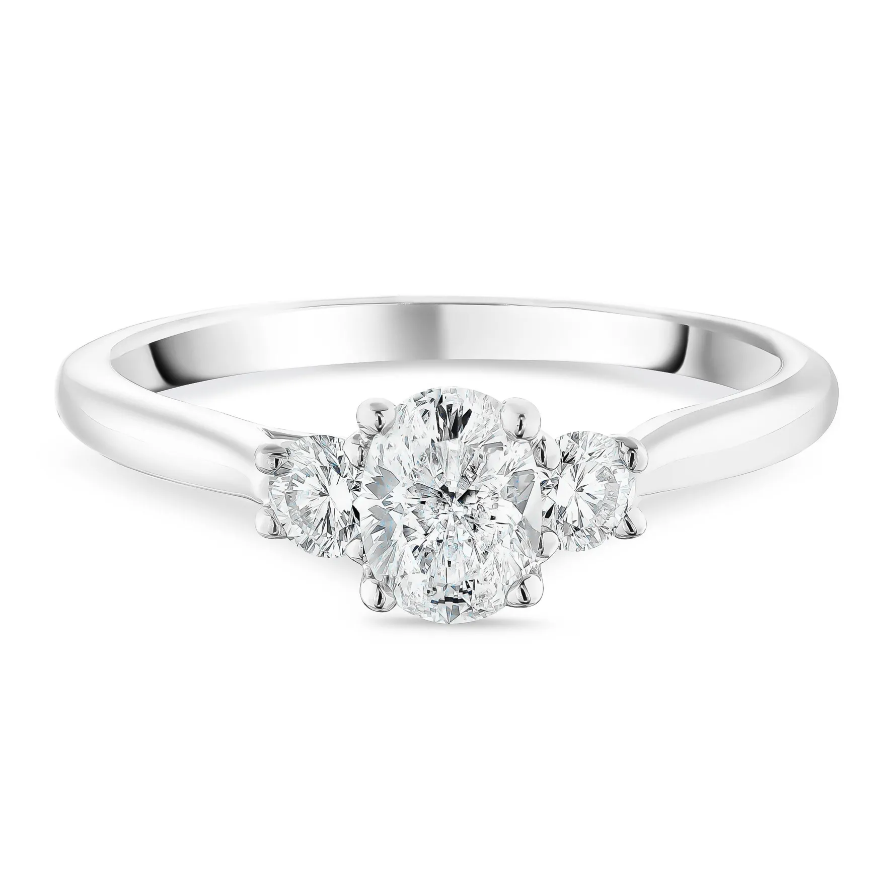 Beaverbrooks Beyond Brilliance 18ct White Gold Oval Shaped Diamond Three Stone Ring