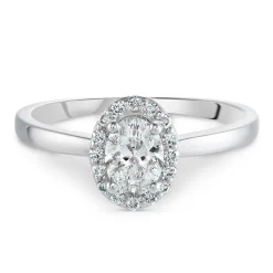 Beaverbrooks Beyond Brilliance 18ct White Gold Oval Shaped Diamond Halo Ring