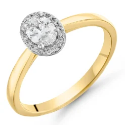 Beaverbrooks Beyond Brilliance 18ct Yellow Gold Oval Shaped Diamond Halo Ring