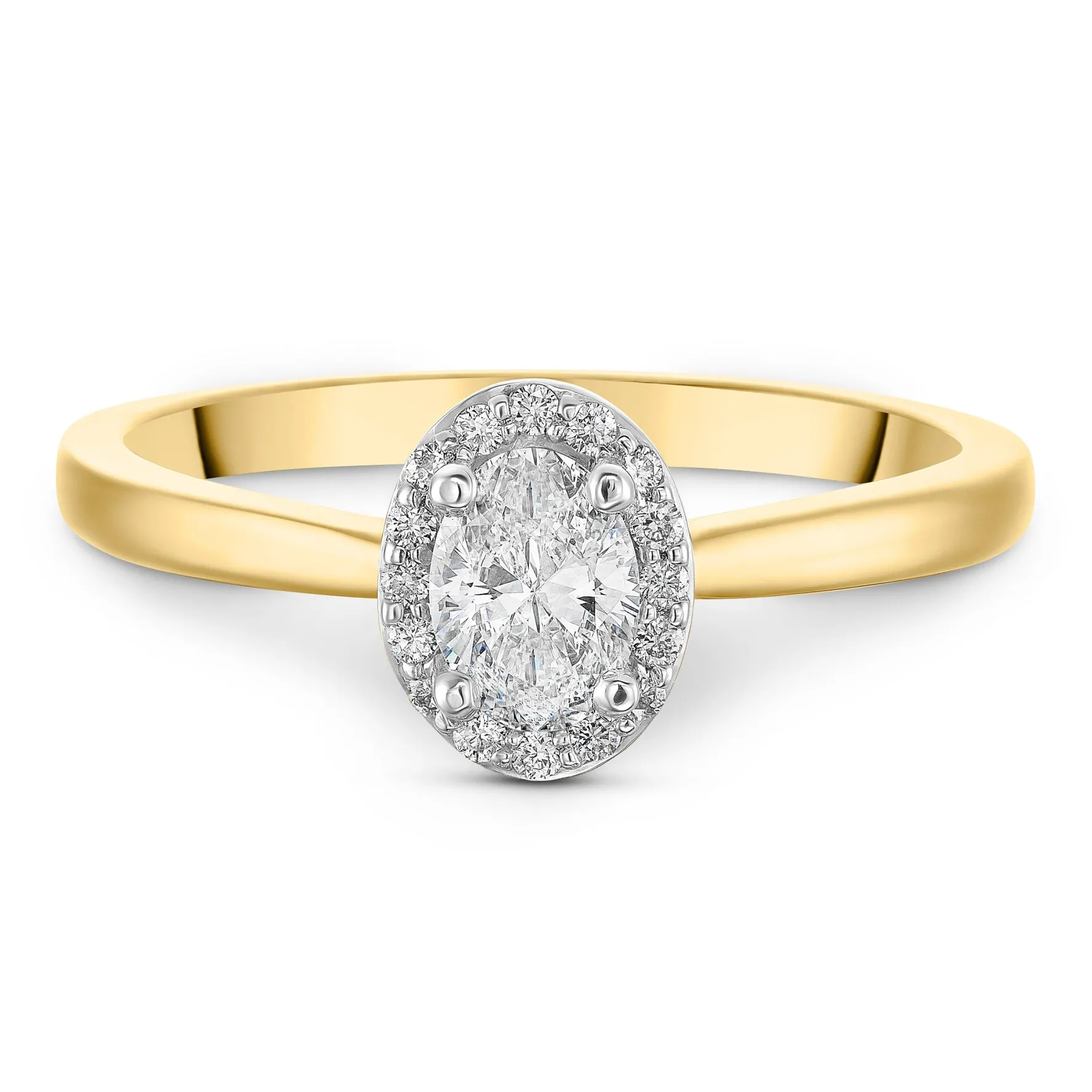 Beaverbrooks Beyond Brilliance 18ct Yellow Gold Oval Shaped Diamond Halo Ring
