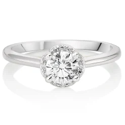 Beaverbrooks Beyond Brilliance 18ct White Gold and Rose Gold Diamond Halo Solitaire Ring