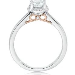 Beaverbrooks Beyond Brilliance 18ct White Gold and Rose Gold Diamond Halo Solitaire Ring