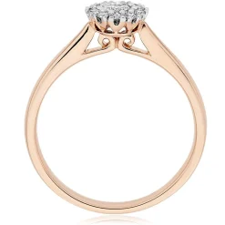 Beaverbrooks 18ct Rose Gold Diamond Halo Ring