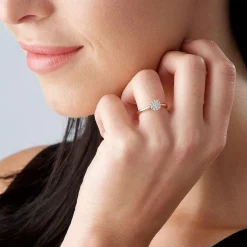 Beaverbrooks 18ct Rose Gold Diamond Halo Ring