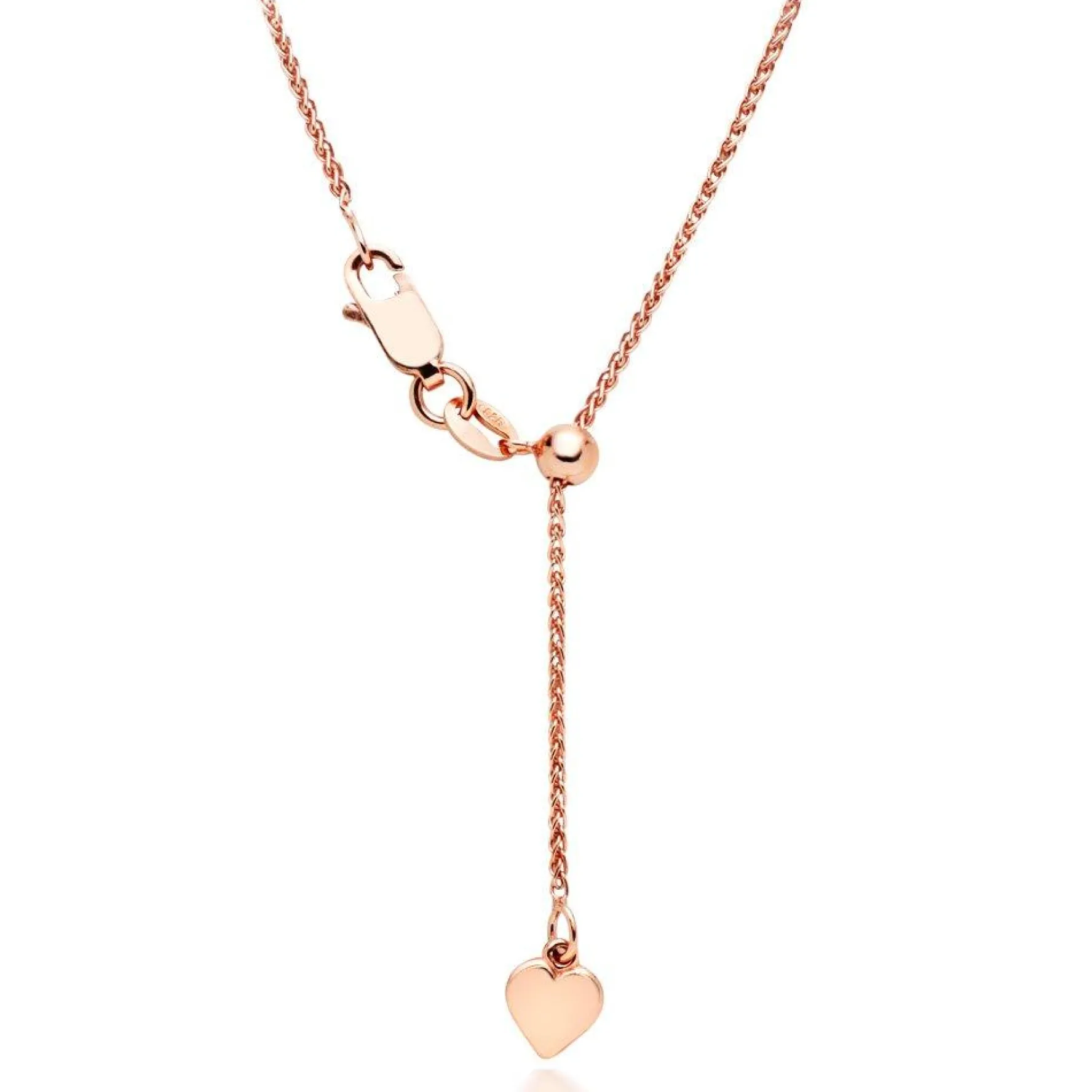 Beaverbrooks 18ct Rose Gold Plated Silver Spiga Adjustable Chain 50cm