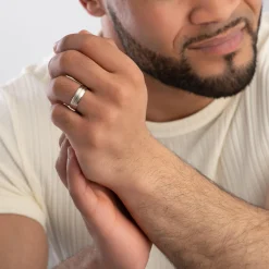 Beaverbrooks 9ct White and Rose Gold 6mm Men's Wedding Ring