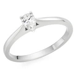 Beaverbrooks 18ct White and Rose Gold Diamond Pear Shaped Solitaire Ring
