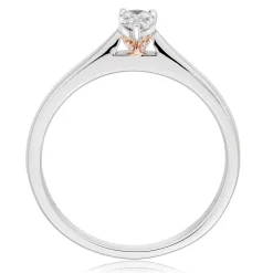 Beaverbrooks 18ct White and Rose Gold Diamond Pear Shaped Solitaire Ring