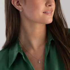 Beaverbrooks 9ct White Gold Cubic Zirconia Pendant and Earrings Set
