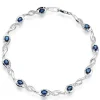 Beaverbrooks 9ct White Gold Diamond Sapphire Bracelet