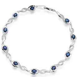 Beaverbrooks 9ct White Gold Diamond Sapphire Bracelet