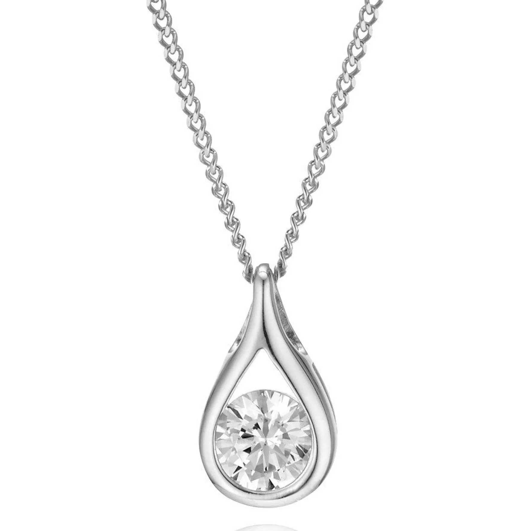 Beaverbrooks 9ct White Gold Cubic Zirconia Pendant