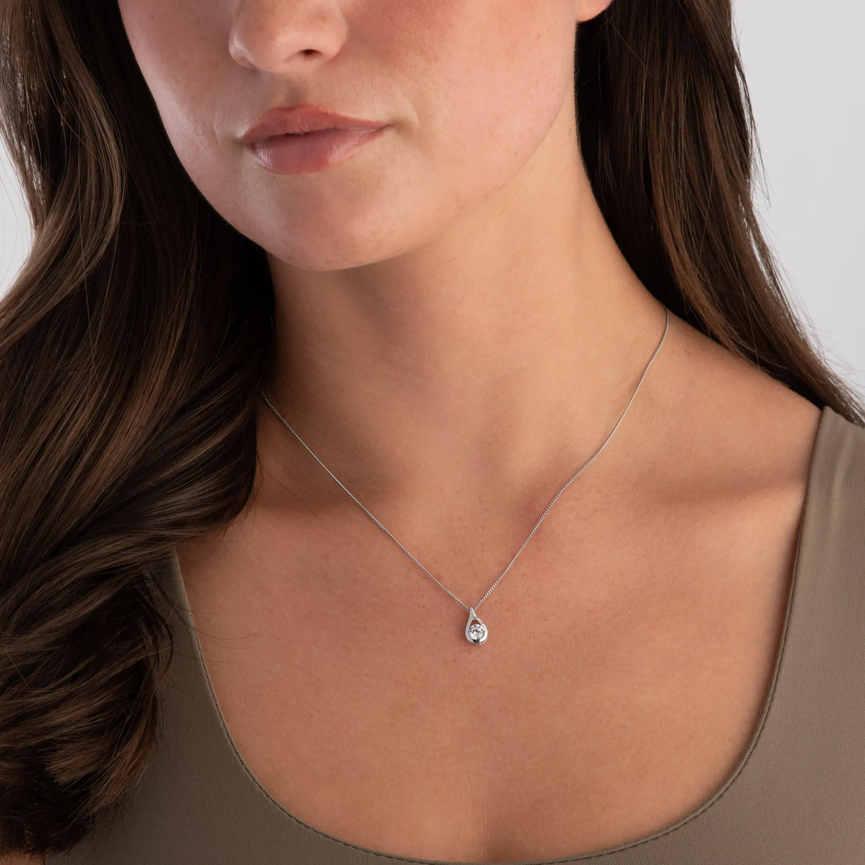 Beaverbrooks 9ct White Gold Cubic Zirconia Pendant