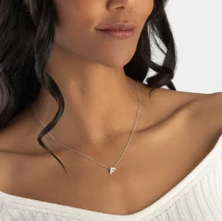 Beaverbrooks 9ct White Gold Diamond Initial F Pendant