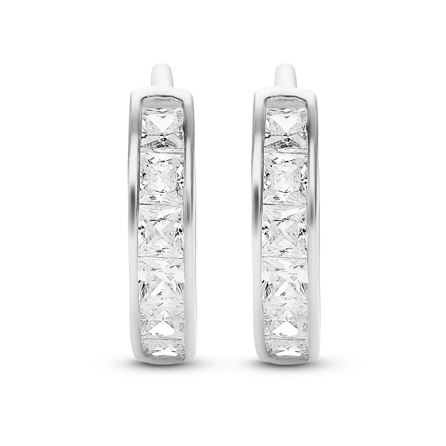 Beaverbrooks 9ct White Gold Cubic Zirconia Huggie Hoop Earrings