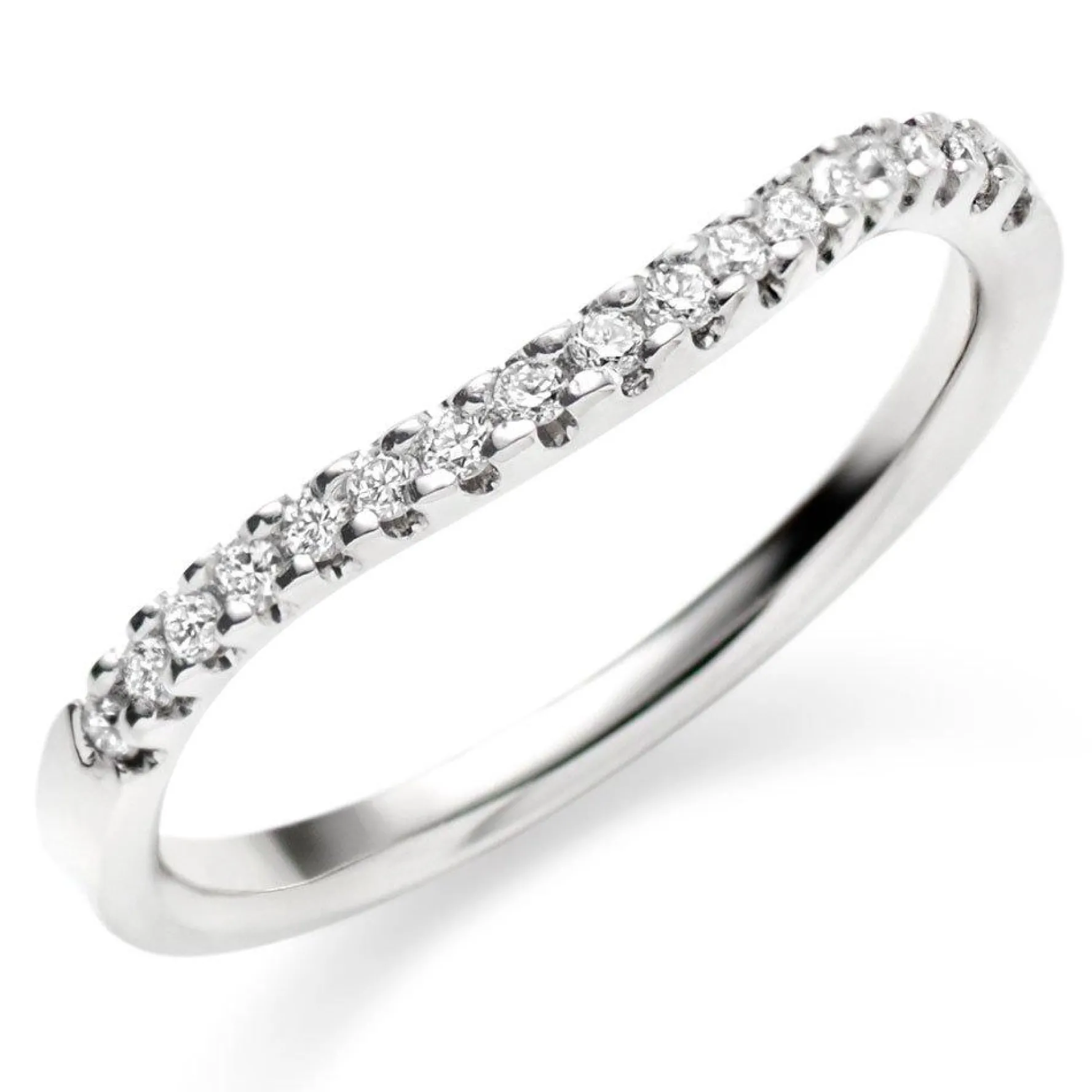 Beaverbrooks 18ct White Gold Diamond 2mm Shaped Wedding Ring